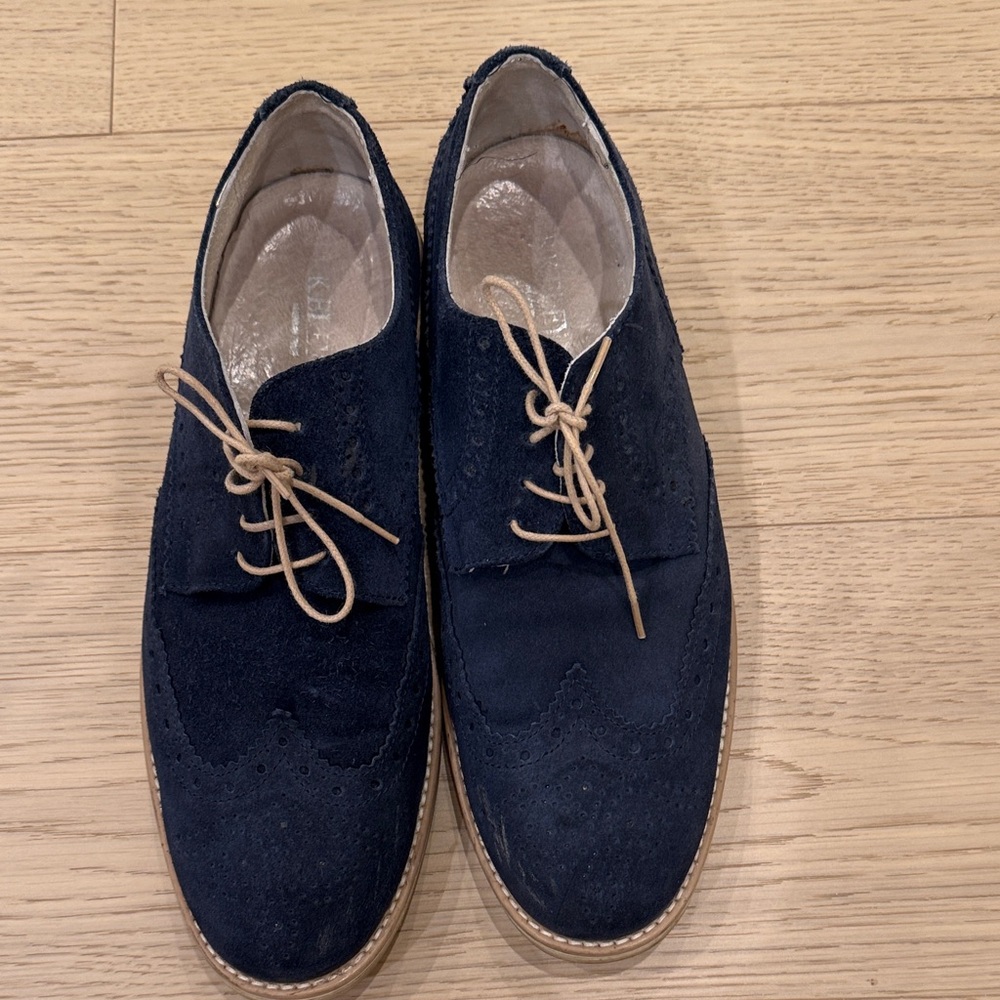 Men's Navy Suede Oxford Shoes